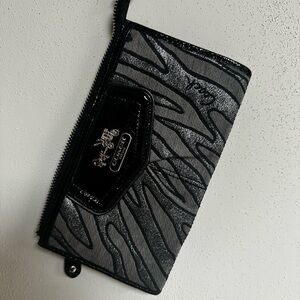Coach Black and Silver Animal Print Wallet
